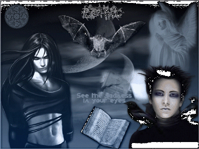 Gif animé gothique femme chauve souris